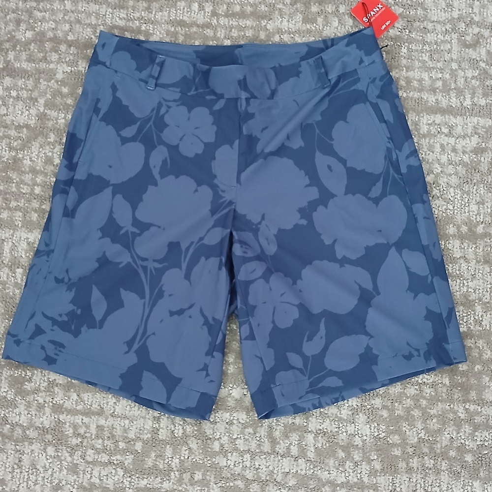 SPANX Sunshine Short 10” Floret Navy Bermuda Stretch Shorts